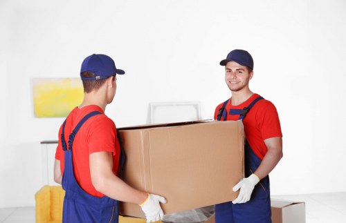 Professional office relocation team packing items