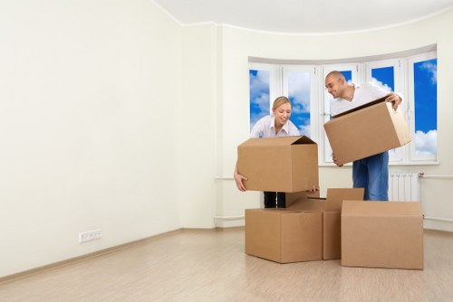 Team of movers handling household items