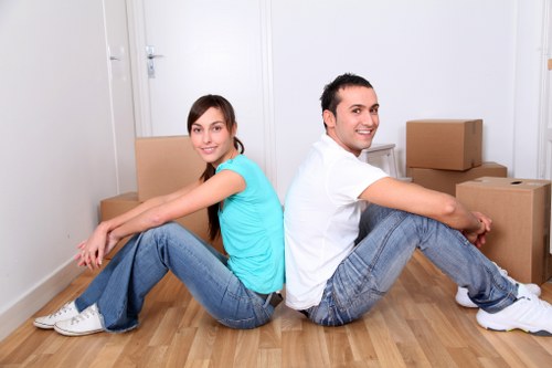 Packing boxes neatly arranged for a Fitzrovia move
